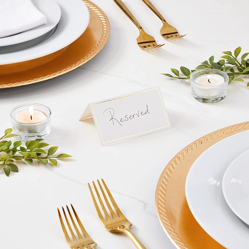10~50pcs Table Place Cards Foldable Gold Foil Border Table Card for Wedding Banquets Party Festival Gathering Supplies TMZ
