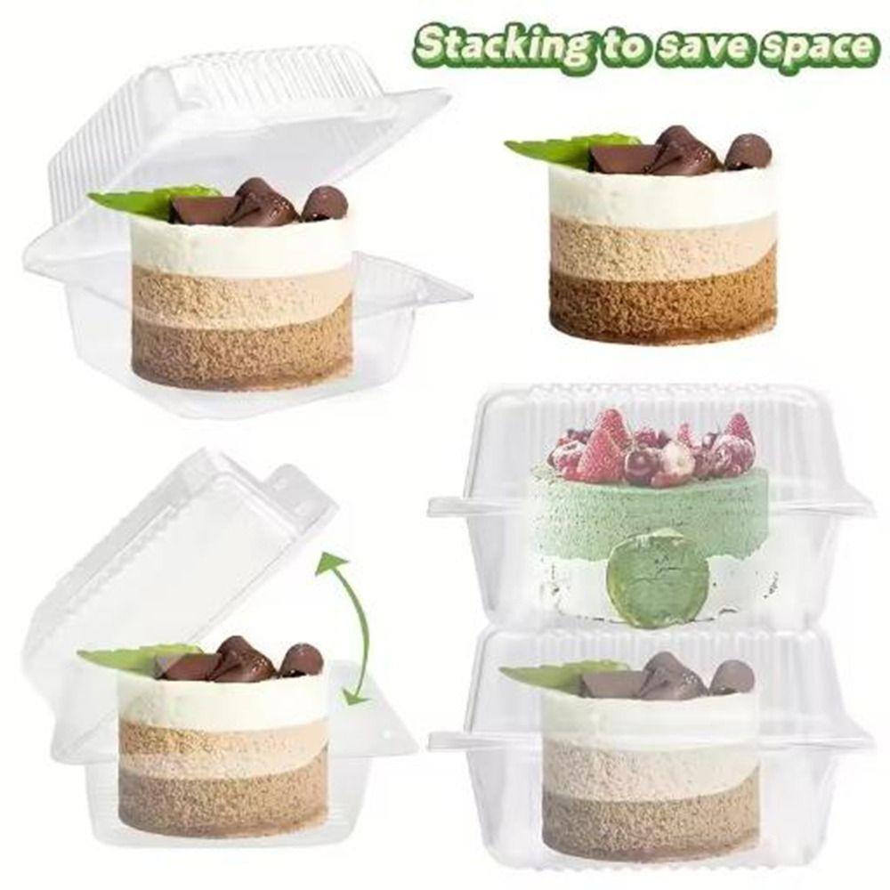 100Pcs Square Disposable Plastic Boxes Stackable Clear Food Boxes Cheesecake Boxes  Wedding