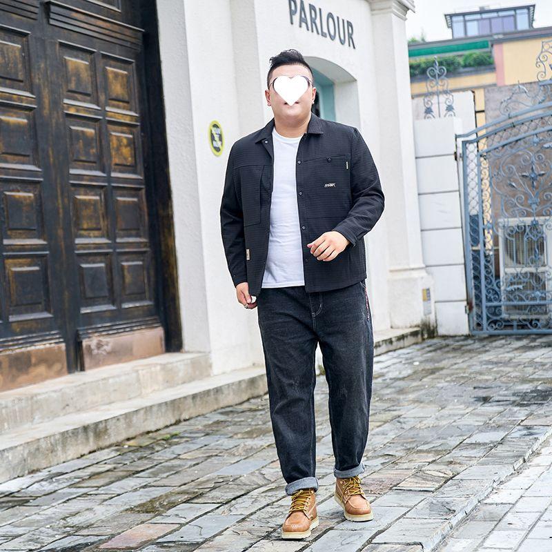 Fat Man Loose Plus Fat Plus Size Men's Large Size Men's Jacket Fat Man Fashion Coat Lapel Casual Big Belly