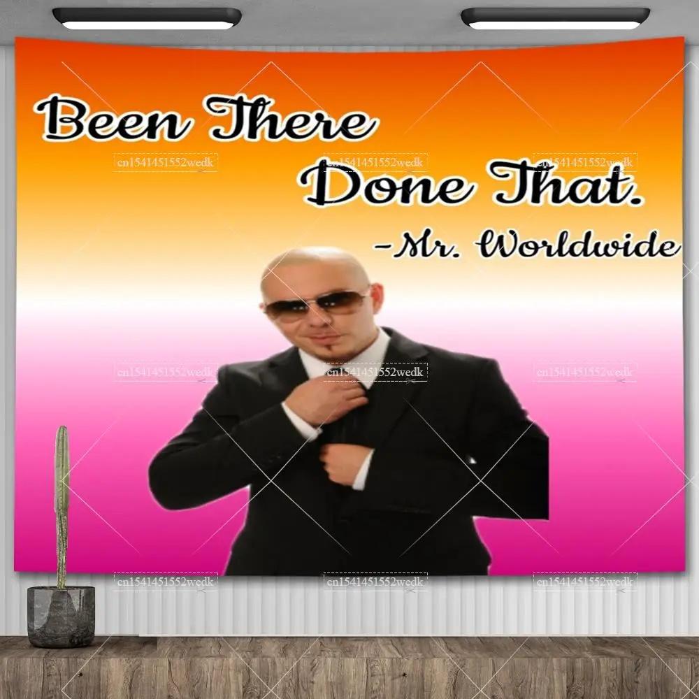Mr Worldwide Dice To Live Laugh Love Telo da Parete MR 305 Pitbull Meme Telo da Parete Grande Tessuto Appeso a Parete Teli Tappetini Yoga