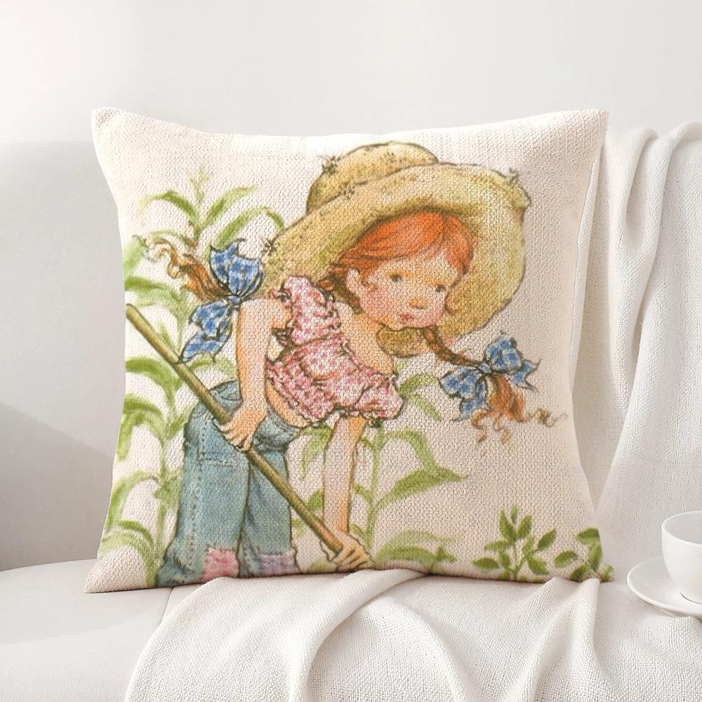 Kunst Sarah Kay Swing Girl Kussenhoes Zomerse Koelte Linnen Stof Dubbelzijdige Bedrukking Kussensloop Bank Huisdecoratie Cadeau