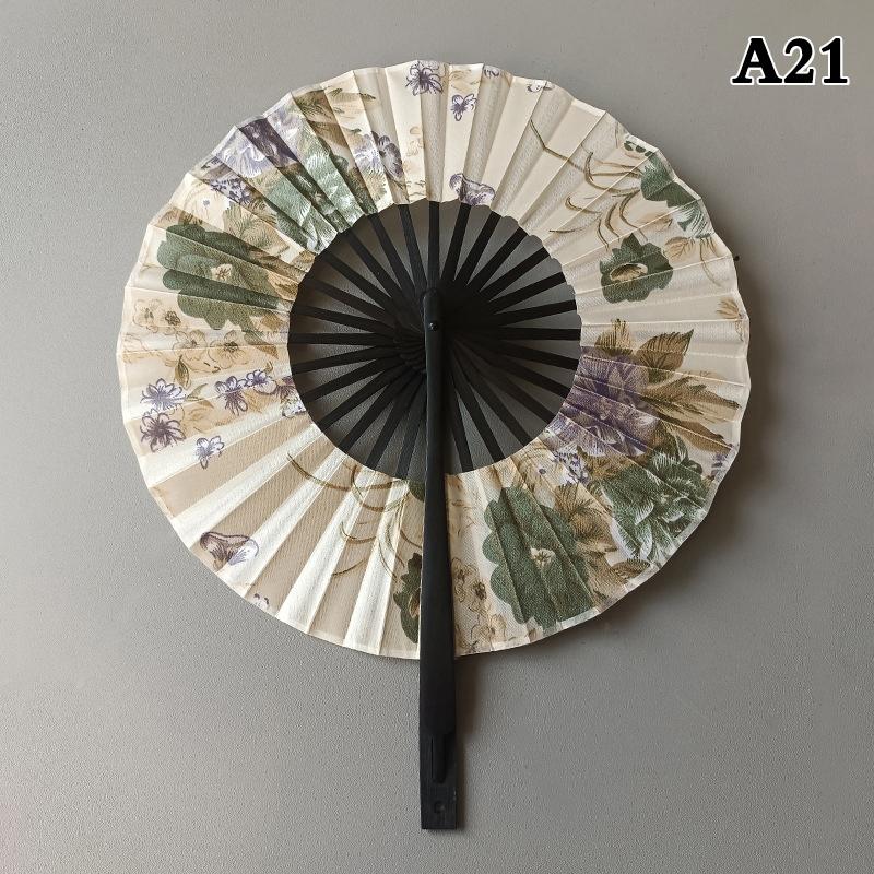 Runder Bambus-Handfächer Chinesischer Stil Blumenmuster Tragbarer Faltfächer Mit Quaste Hochzeitstanz Handgehaltene Fächer Party-Dekoration Geschenk