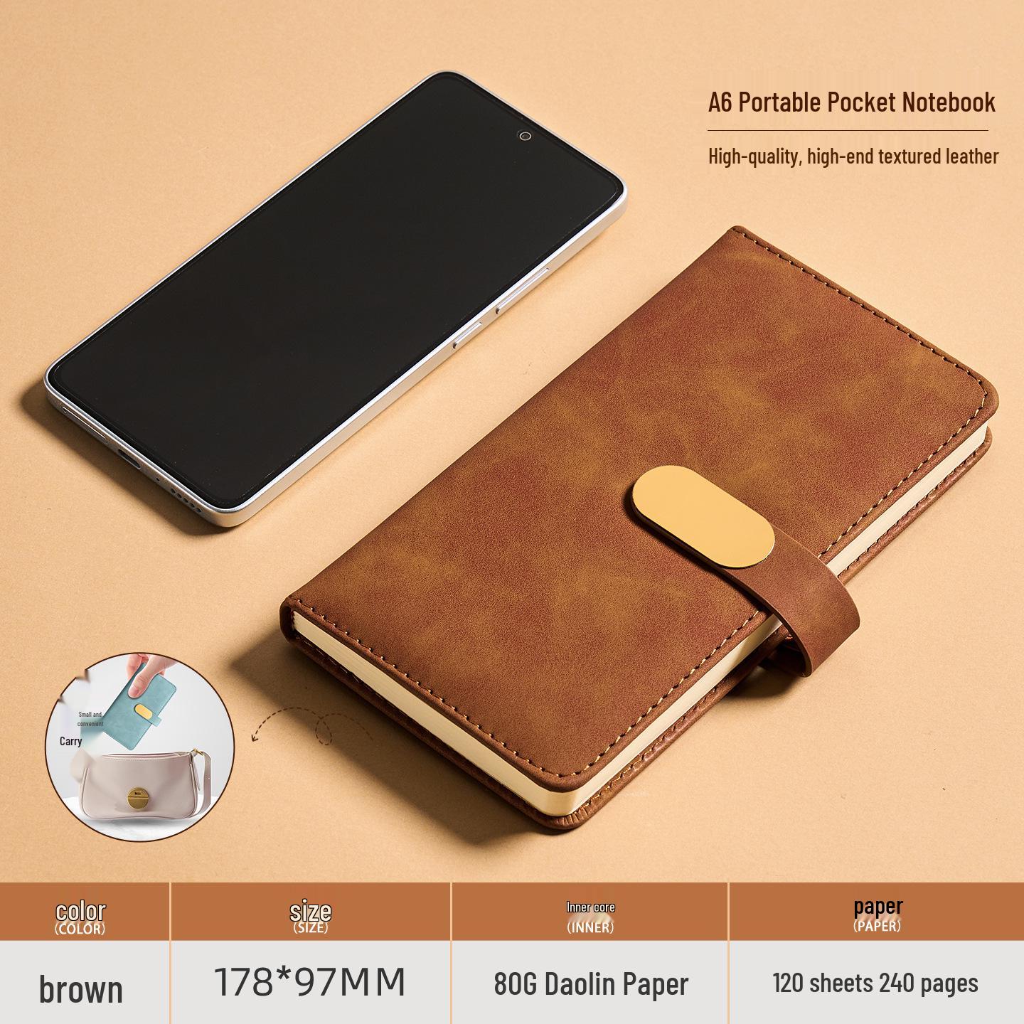 Compact A6 Thickened Notebook with Clasp - Custom Portable Business Planner Diary