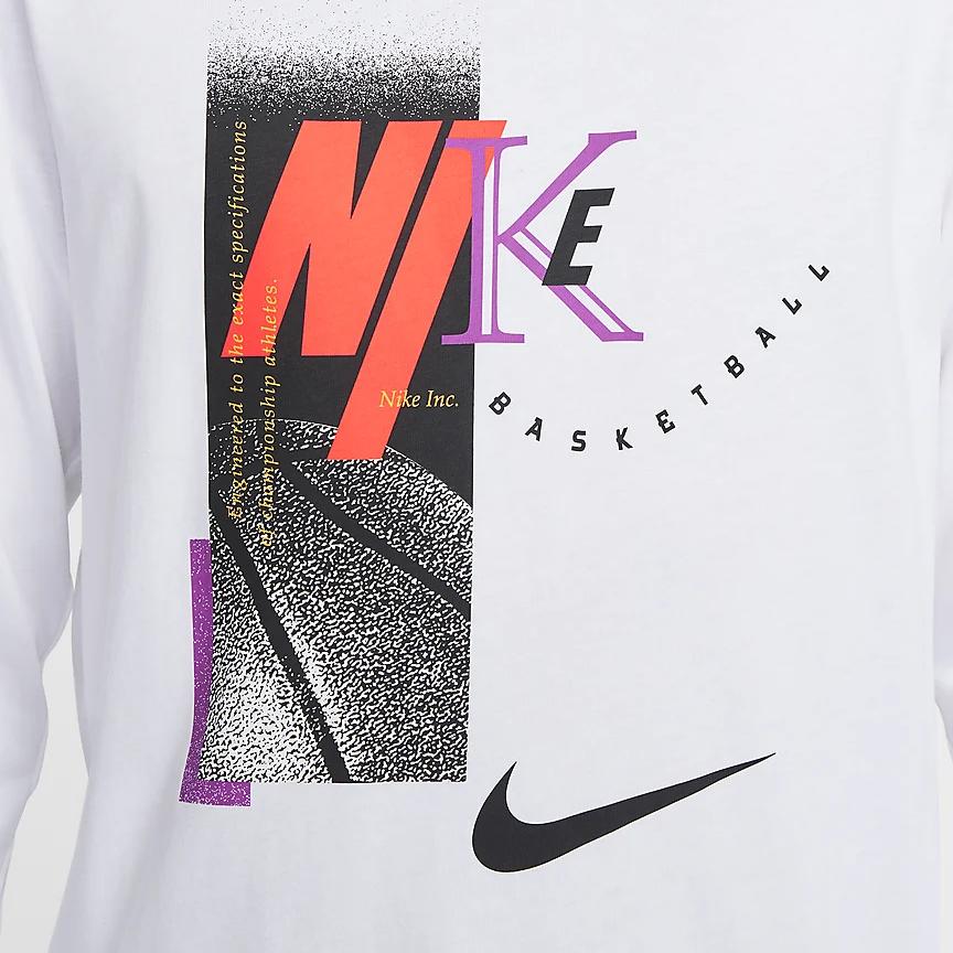 Nike Logo Round Neck Pullover Long Sleeve T-Shirt Men Tops White HF6198-100