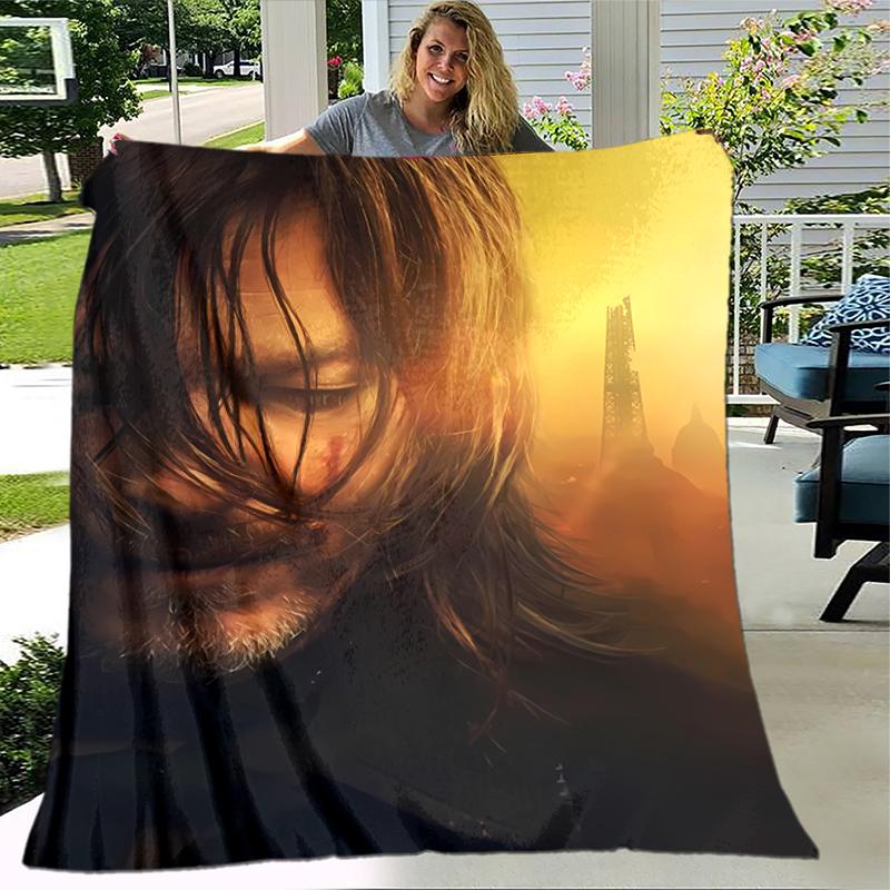 1pc Blanket The Walking Dead Daryl Dixon2 Print Design, Lightweight Blanket for Sofa, Bed- Soft &Warm, Gift for All Seasons like Christmas, Halloween