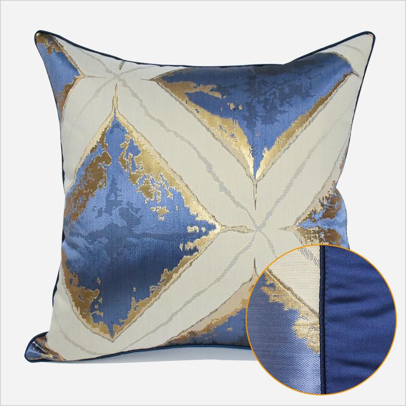 Blau-Grauer Moderner Luxuriöser Geometrisch Gestreifter Kissenbezug für Sofa oder Wohnzimmer