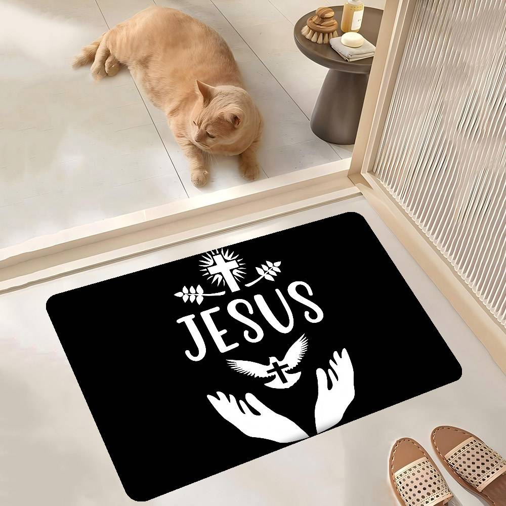 1 Piece Christian Jesus Bathroom Mat Kids Room Bedroom Decoration Balcony Anti-Slip Doormat Living Room Welcome Rug