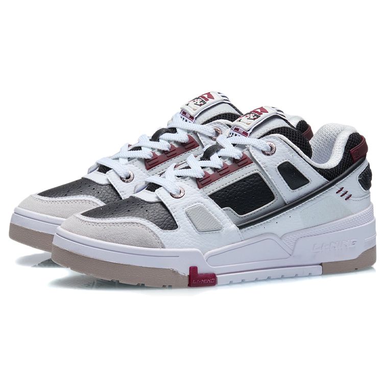 Li Ning Non-Slip Low-Top Skate Shoes Women Sneakers White Black AGCR400-2
