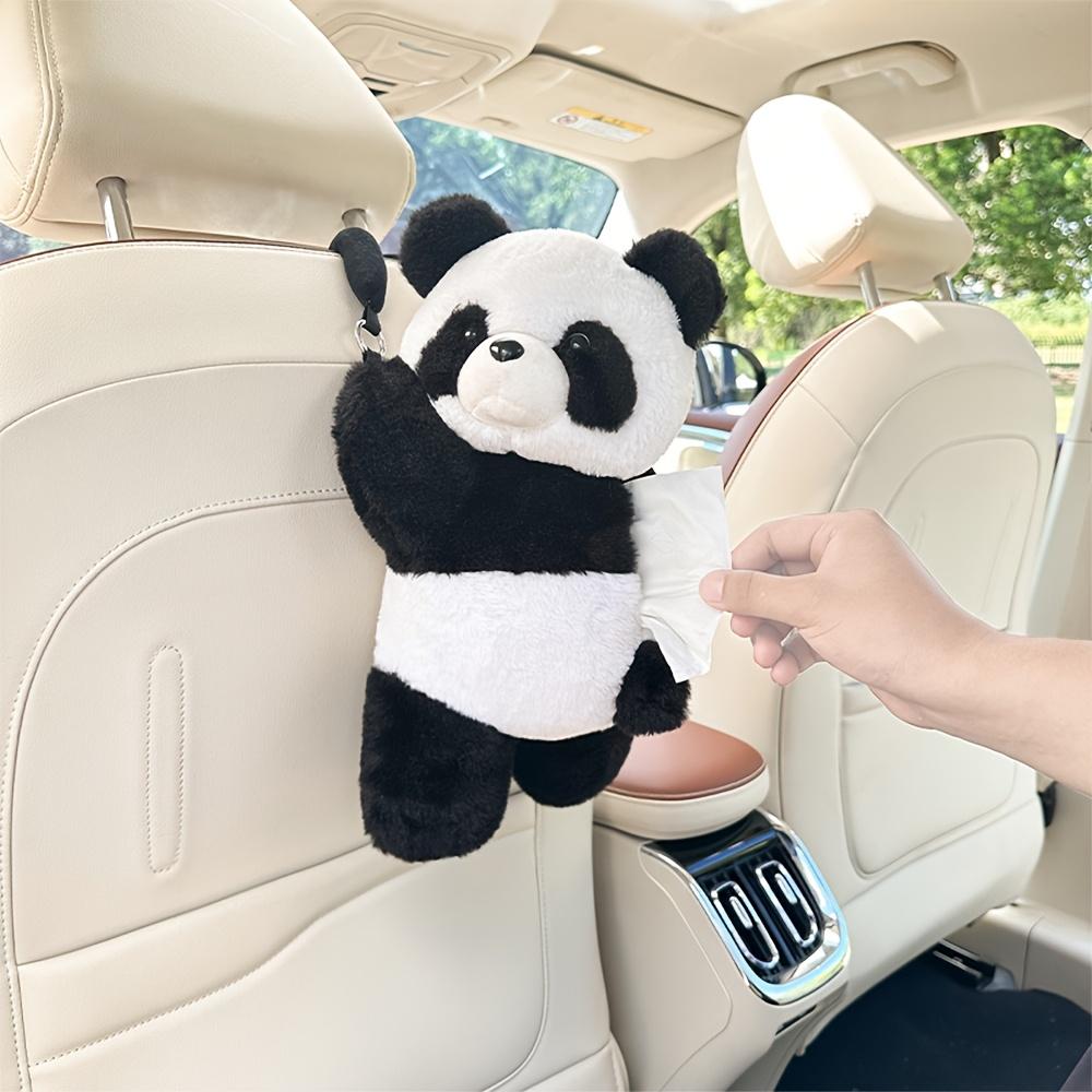 1pc Plush Panda Car Tissue Holder - Universal Fit & Easy Install | Soft Fabric Auto Organizer for SUV/Sedan