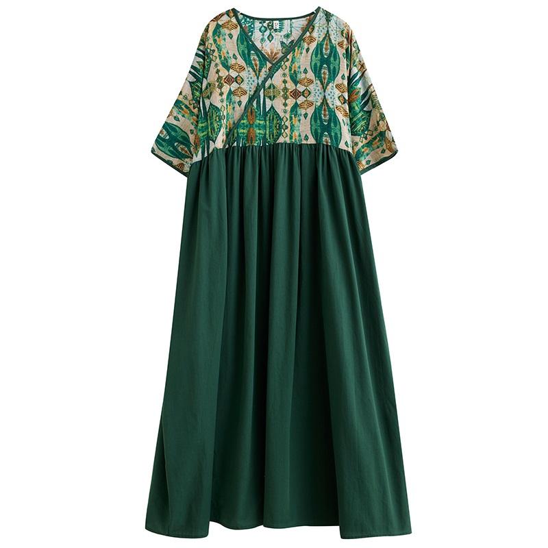 Short Sleeve Plus Size Cotton Vintage Floral New In Dresses for Women Casual Loose Long Summer