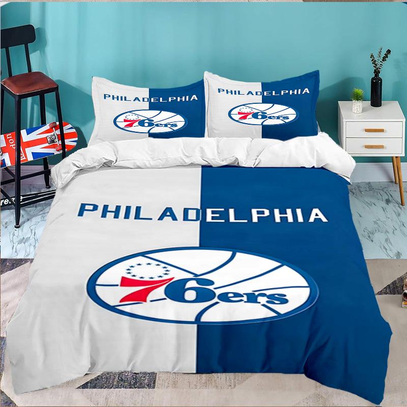 Philadelphia Basketball Team 3-teiliges Bettwäsche-Set, inklusive 1 Bettbezug und 2 Kissenbezügen. Perfektes Geschenk zu Weihnachten, ideal für Schlafzimmer, Studentenwohnheim