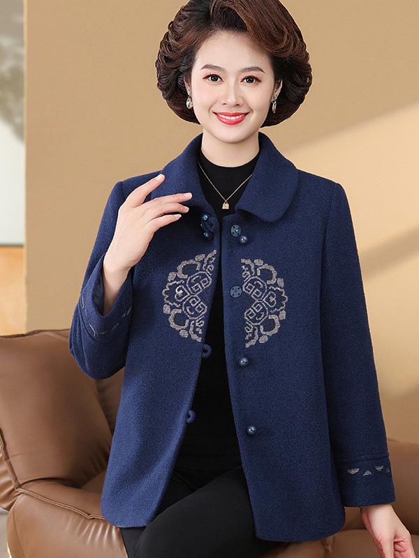 Mom's 2026 Winter Wool Coat - Mother-in-law's Formal Wear for Weddings, Autumn & Winter Style for Middle-aged and Elderly Women