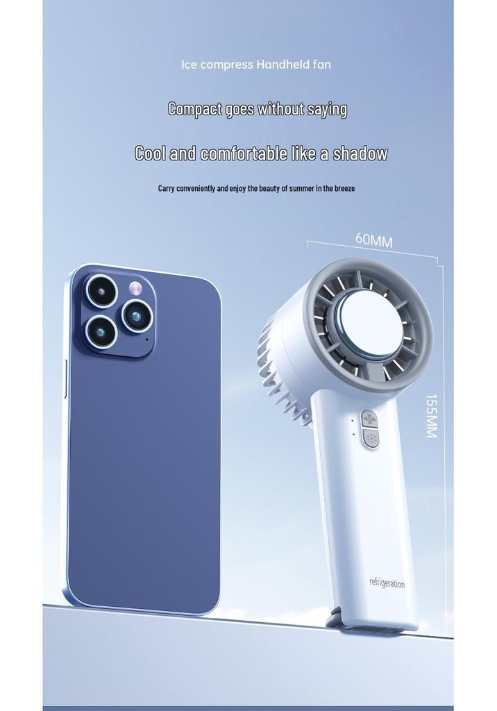 Ice Pack Handheld Semiconductor Mini Fan – Strong Wind Desktop Cooling