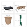Relaxdays Kit germination graines, 131 pièces, plantes, plantation, godets semis, outils de repiquage, étiquettes, noir