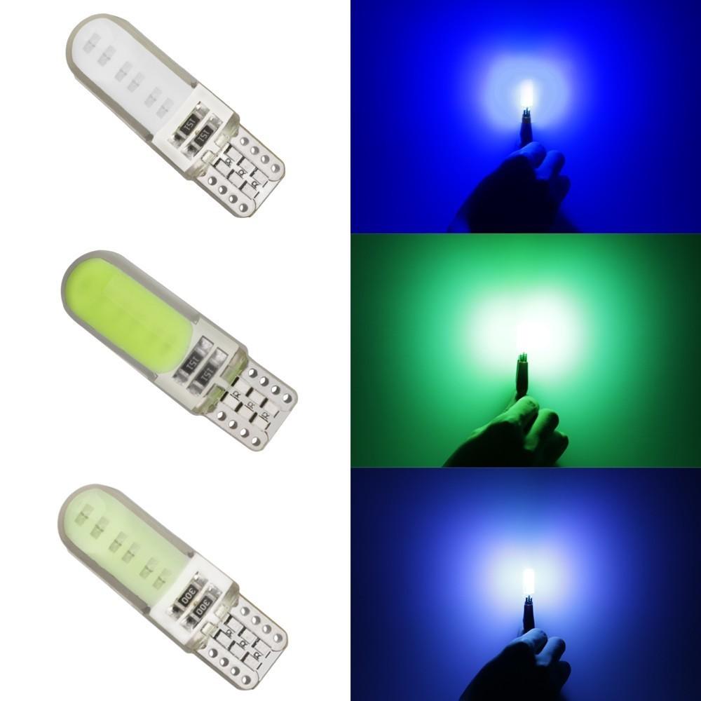 2/10PCS T10 W5W LED Bulbs Car Interior Dome Maps Trunk License Plate Lights 12V COB-12SMD 7500K White Yellow Red Blue