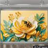 2D Spring Bee Flower Backdrop, Paper Art Style Bee On Yellow Bloom Photo Background