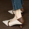 Fashion Women's Low Heel Shoes Autumn New Pointed Head Light Mouth Color Matching Slip-on Wear-resistant Low-top Shoes
