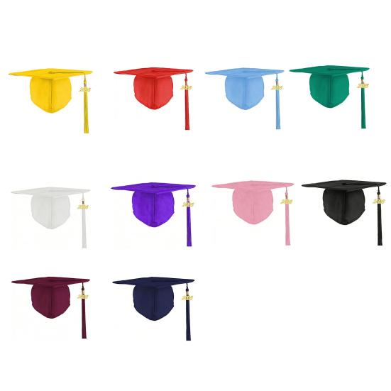 Studentmössa 2026 Examenshatt Slät Yta Fyrkantig Krona Design Examenshatt med Guldtofs Årsinredning