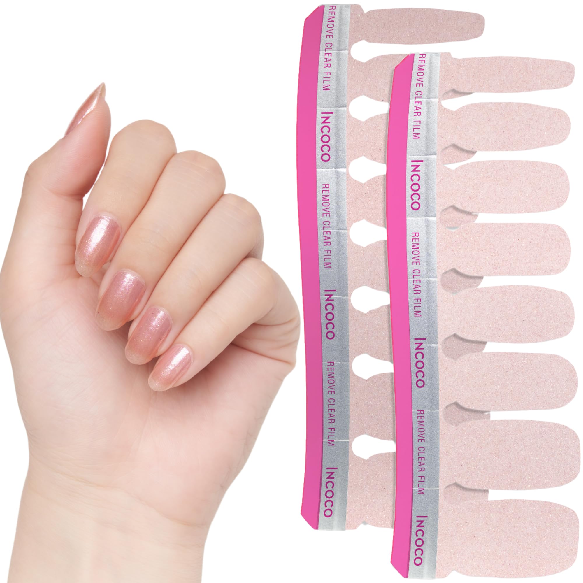 

INCOCO Nail No Curing Feeling Mellow Pink for Hands and Pedicure Stickers, Easy-to-Apply Manicure, Required, Glitter, Feet, Quick-Drying, розовый