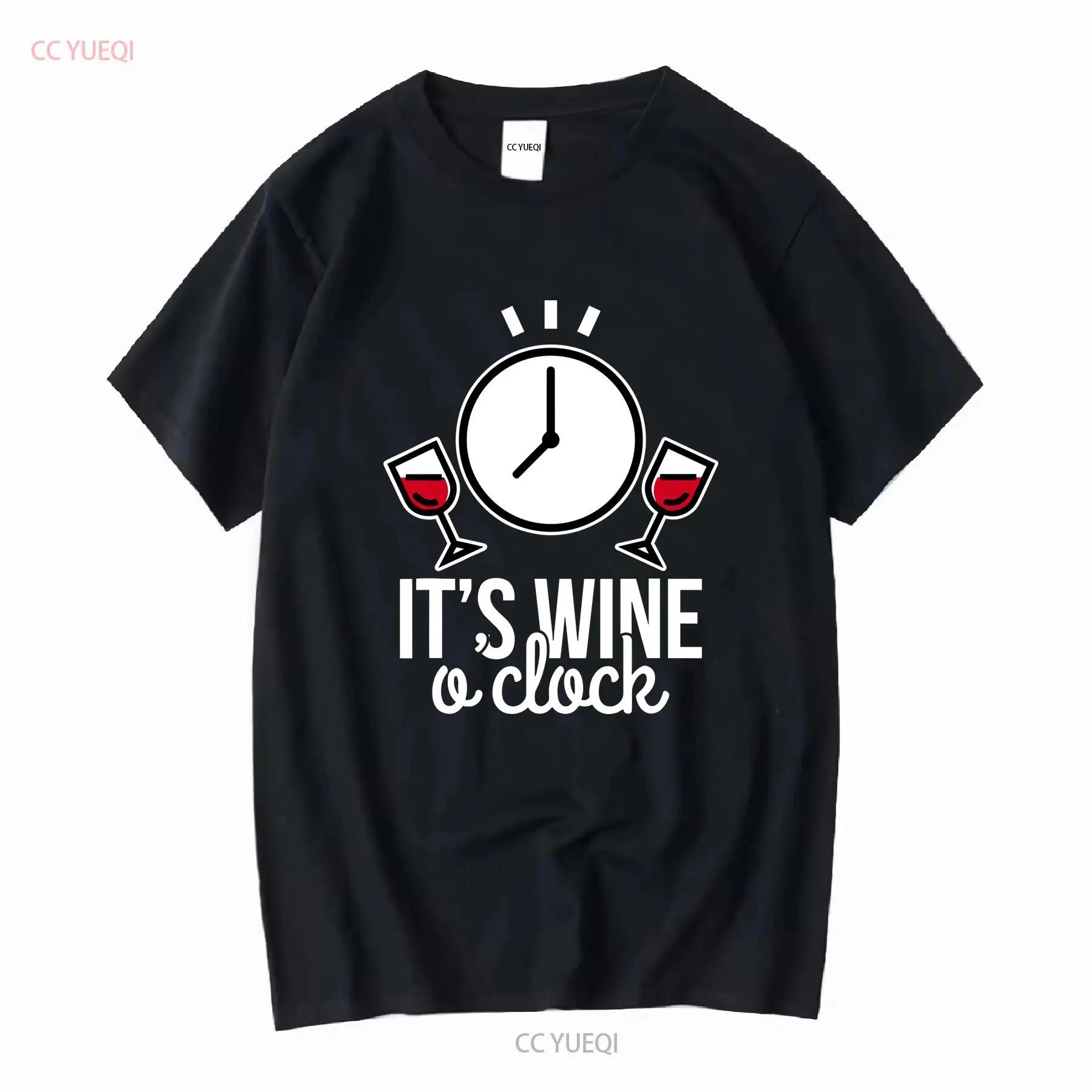 Its Wine a Clock T shirt vintage Washed Comfortable Casual Top For Everyday Wear Versatile designer clothes Breathable fashion S разноцветный