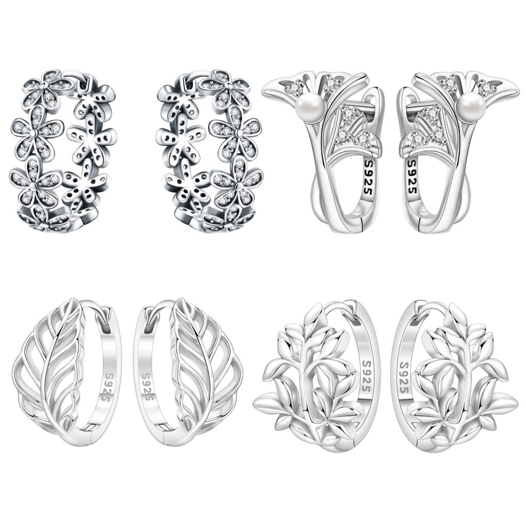 Orstarry S925 Silver Earrings Exquisite Plant Leaves Daisy Flower Earrings For Women Birthday Gift Silver Jewelry