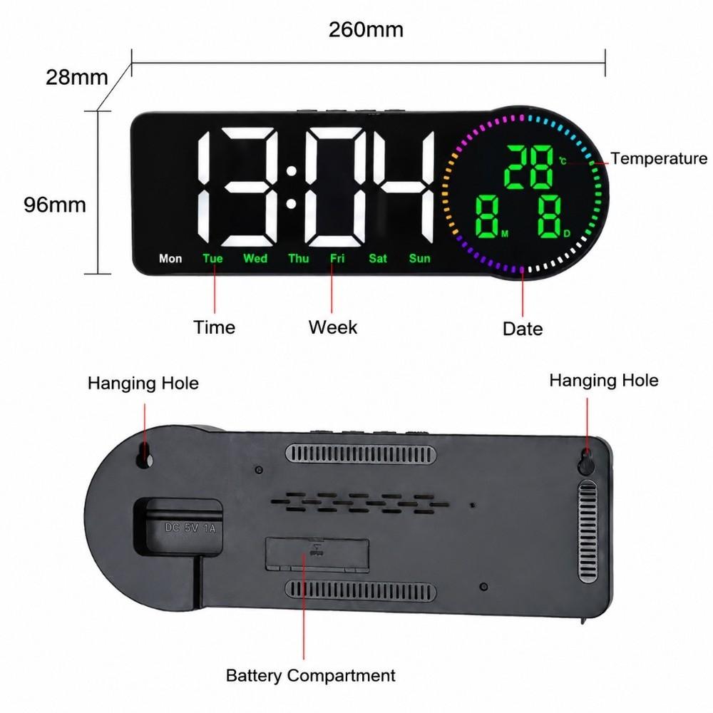 Date/Week/Temperature Digital Wall Clock Large Display Digital Alarm Clock Desktop