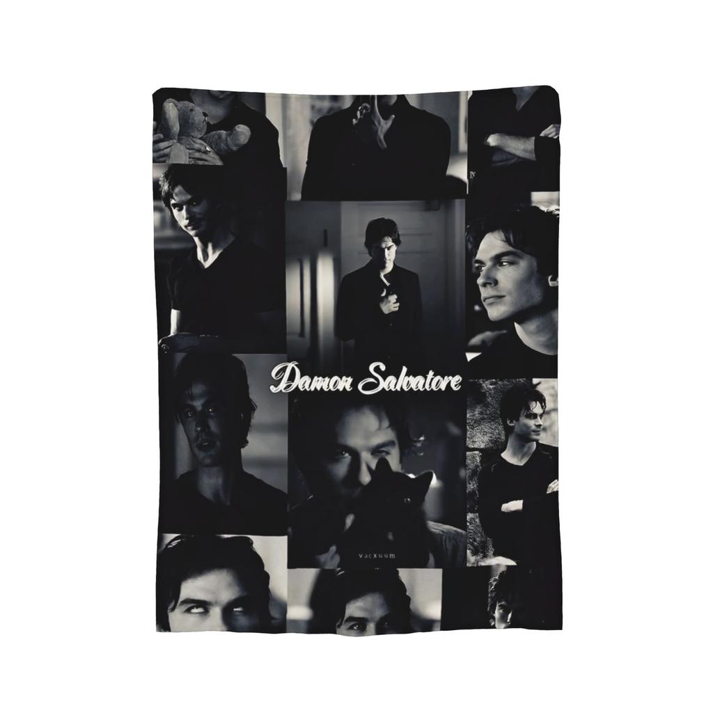 Damon Salvatore Vampire Diares Blankets Flannel Textile Decor  Multi-function Warm Throw Blanket for Bed Travel Plush Thin Quilt