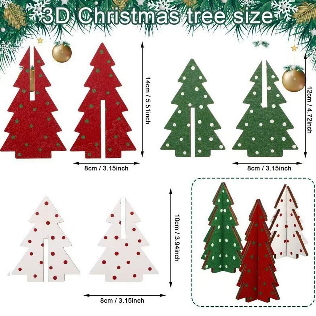 Desk Christmas Tree 3 Pieces Wooden Home Decor Small Christmas Trees Cute Table Decor For Party Decorations Mantel Shelf Desk