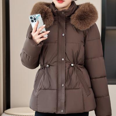 Mode Winter Kurze Parkas Frauen Oberbekleidung Mit Kapuze Faux Pelz Kragen Elegante Winter Mantel Weibliche Dicke Warme Jacken
