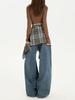 Damen High Street Retro Weitbeinjeans - Herbst 2025: Schlankmachend, Hochtailliert, Faux-Ripped, Lockere Passform.