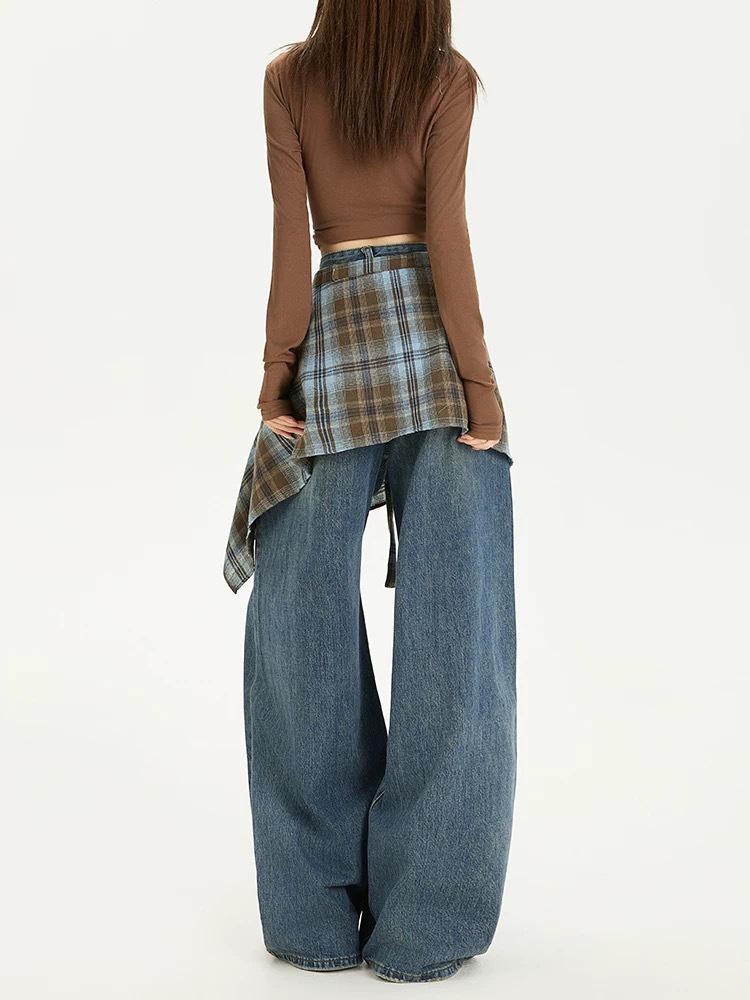 Damen High Street Retro Weitbeinjeans - Herbst 2025: Schlankmachend, Hochtailliert, Faux-Ripped, Lockere Passform.