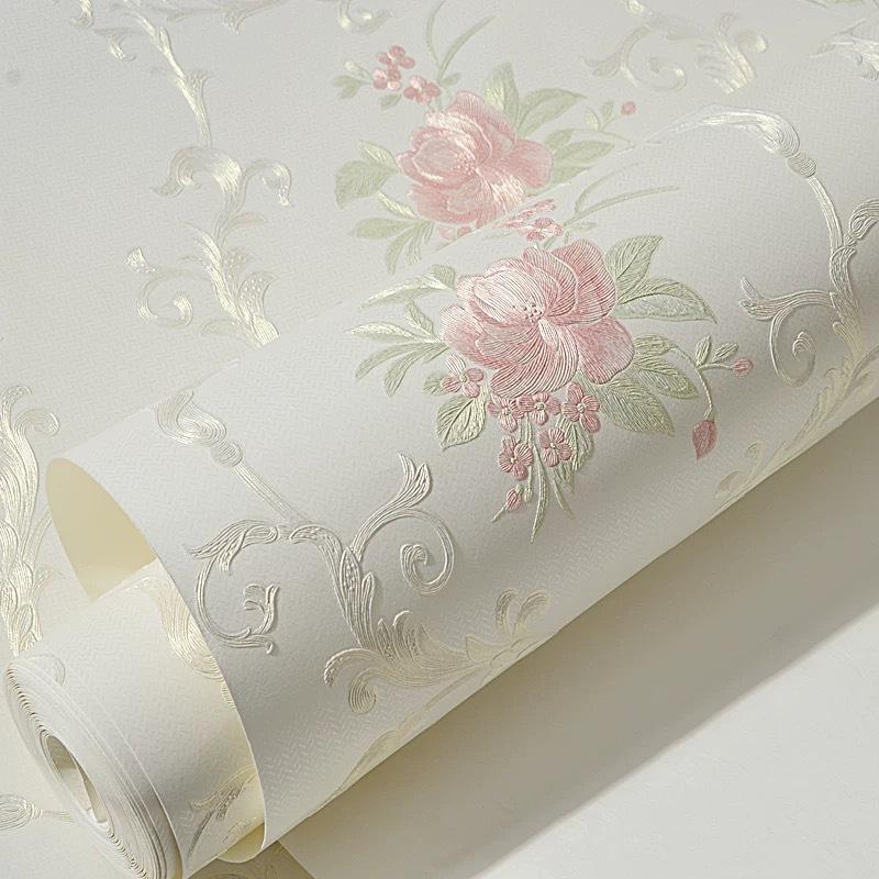 Self-adhesive Wallpaper 3D Three-dimensional European Non-woven Wallpaper Fine Pressure Thickened Bedroom Living Room Background Wall Sticker Warm