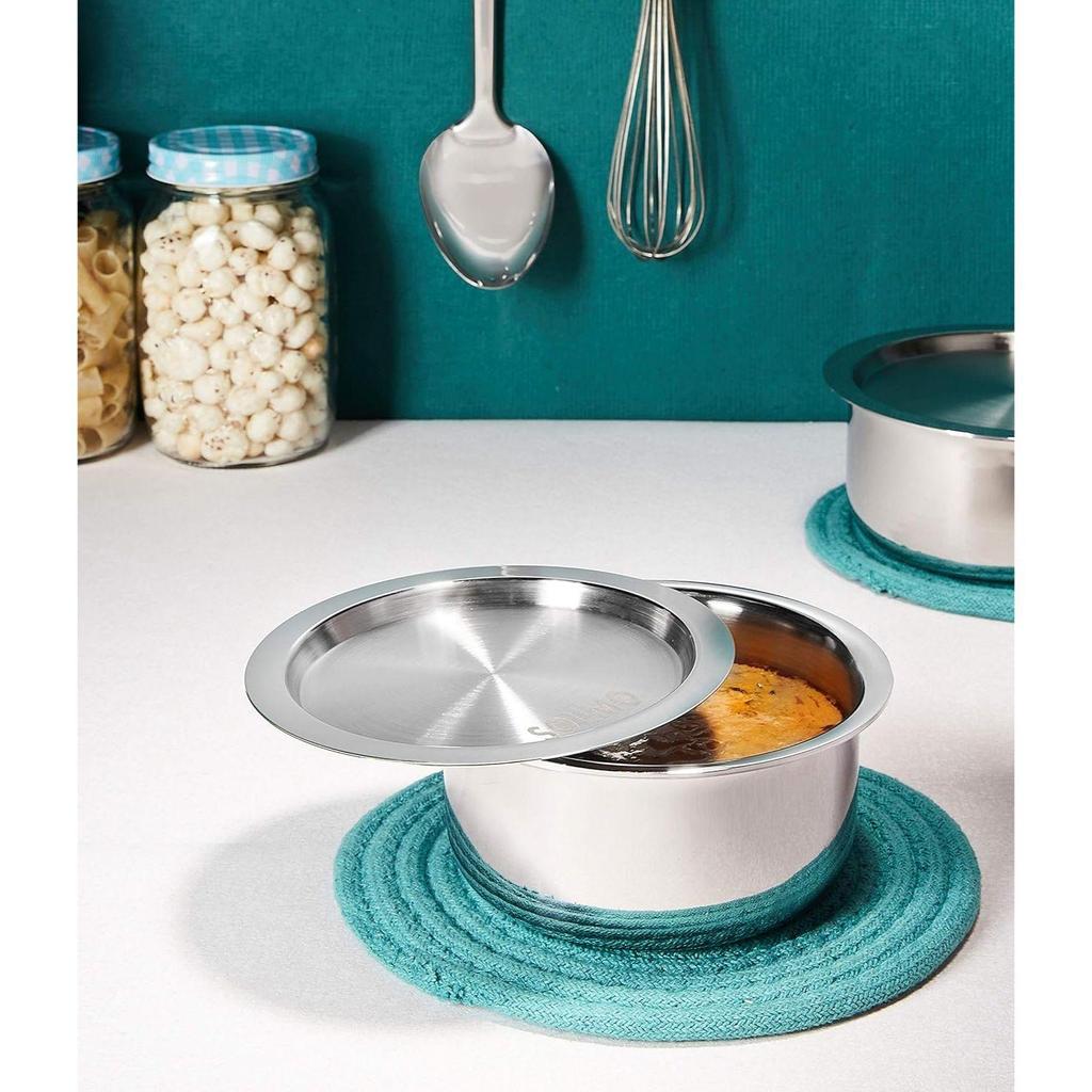 Tri-Ply Stainless Steel Tope with Steel Lid | 14 Cm | 1 L