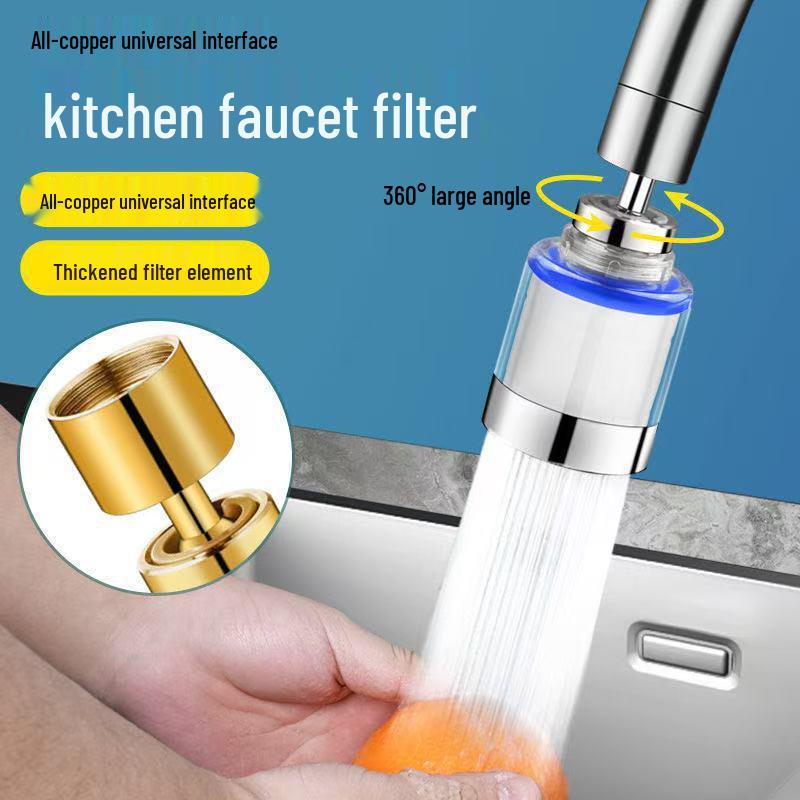 Filtre de Robinet Anti-Éclaboussures Universel en Cuivre Pur pour Évier de Cuisine Déchloration