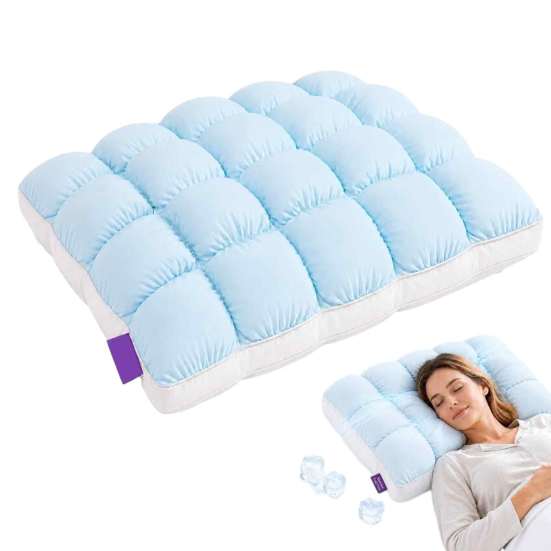 Cuscini Rinfrescanti Delicati sulla Pelle Mellow Puff Cloud Pillow, Ghiaccio?Rete trapuntata in seta per letto, morbida, anti-sudore, supporto per chi dorme sul fianco e sulla schiena,