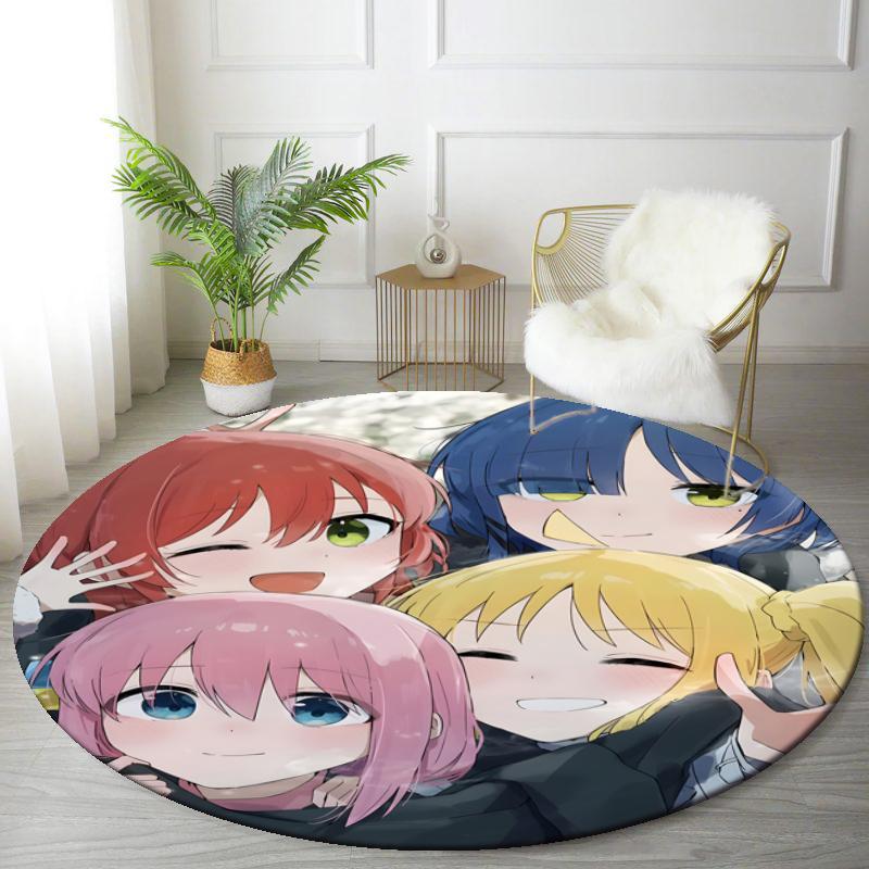 Customizable BOCCHI THE ROCK Round Non-Slip Carpet - Ideal for Garden, Picnic, Office, Perfect for Decoration, Suitable For All Seasons