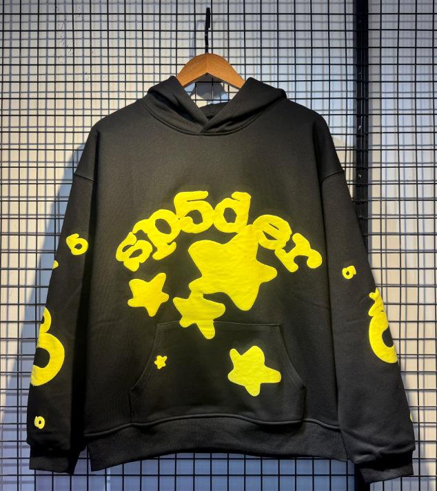 Sp5der 555555 Unisex Spinnennetz-Hoodie mit Schaumstoff-Schriftzug