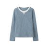 Women S Long Sleeve Mock Two Piece Casual Top Patchwork Round Neck