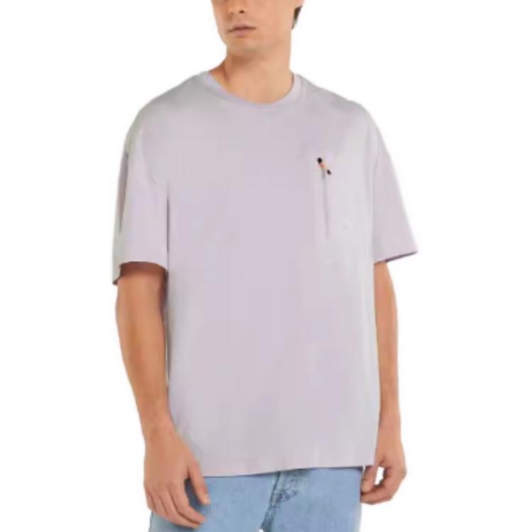 Puma Spliced Pocket Crew Neck Short Sleeve T-Shirt Men Tops Light-Purple 535418-17