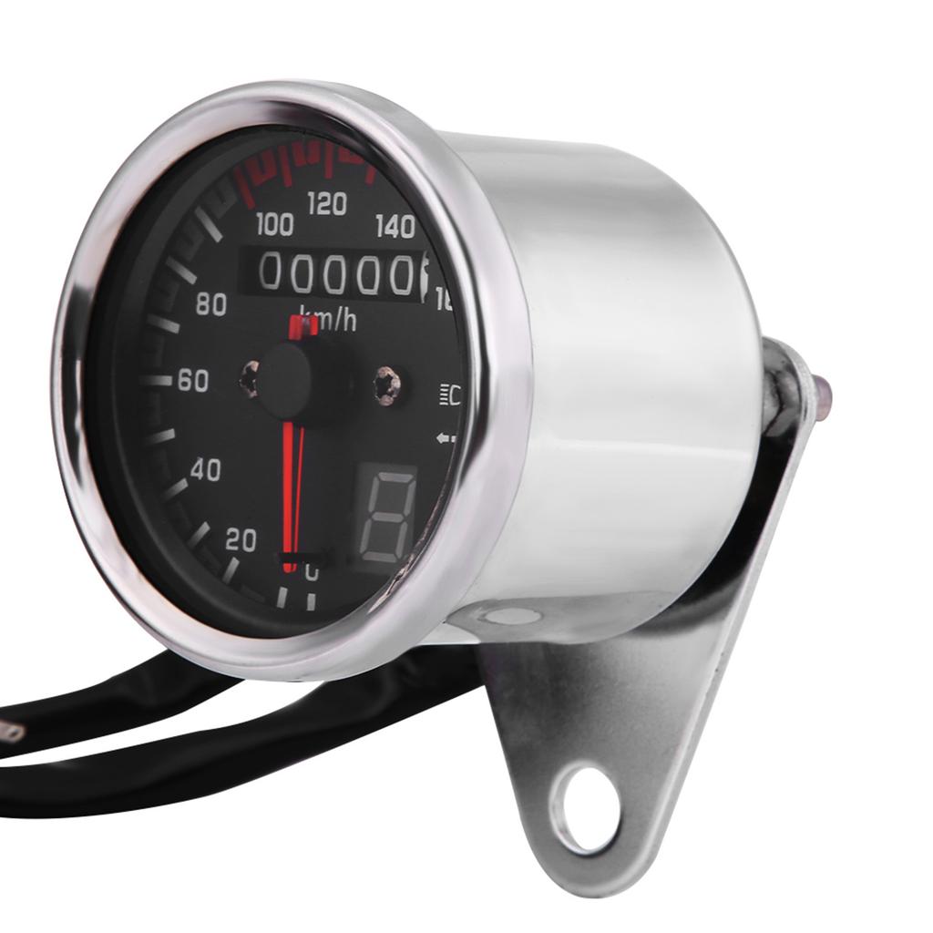 Motorcycle Digital Odometer Speedometer Tachometer Gauge with LED Indicator Black