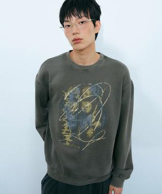 GAKKAI UNIONS Glitch Pigment Sweatshirt Khaki Mocha