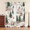 2pcs Peaceful Christmas Village Pattern Curtains   Designed for Peaceful Christmas Family Windows with Filter Polyester Curtains