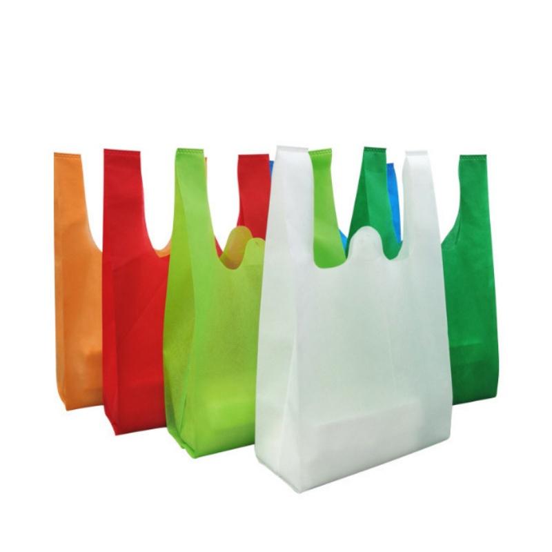 20pcs StoBag Non Woven Carrier T Shirt Bags Durable Reusable Bags for Party Food Takeout Gift Packing