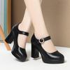Fashion Women Platform Pumps Shoes Women Shoe 2025 Shallow Mouth High Heels Women's Comfortable Round Head Thick Heeled Black Work Shoes