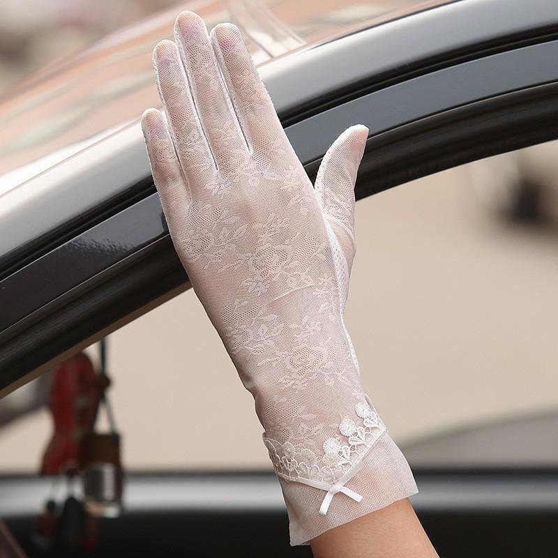 Spring and Summer Sun Protection Gloves Lace Light and Breathable Touch Screen Gloves for Women Driving Breathable Outdoor Sunshade Cycling Gloves