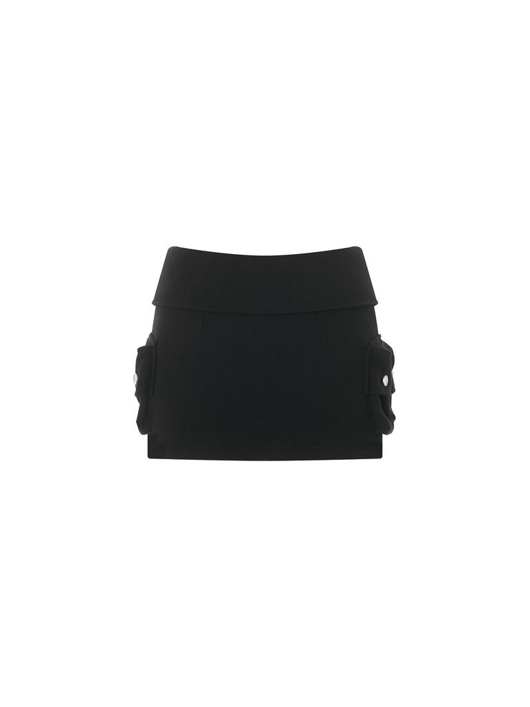 Iyussiti Pocket Folding Mini Skirt - Black