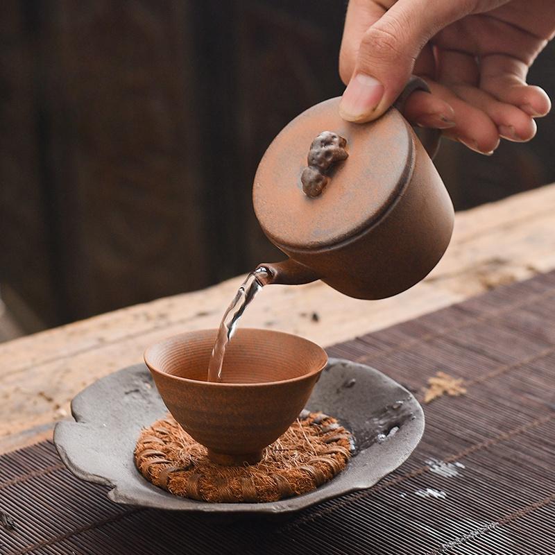 110ml Rough Pottery Old Rock Mud Tea Pot Tea Making Single Pot Small Capacity Pot Vintage Tea Kettle Tea Ceremony Kungfu Teapot