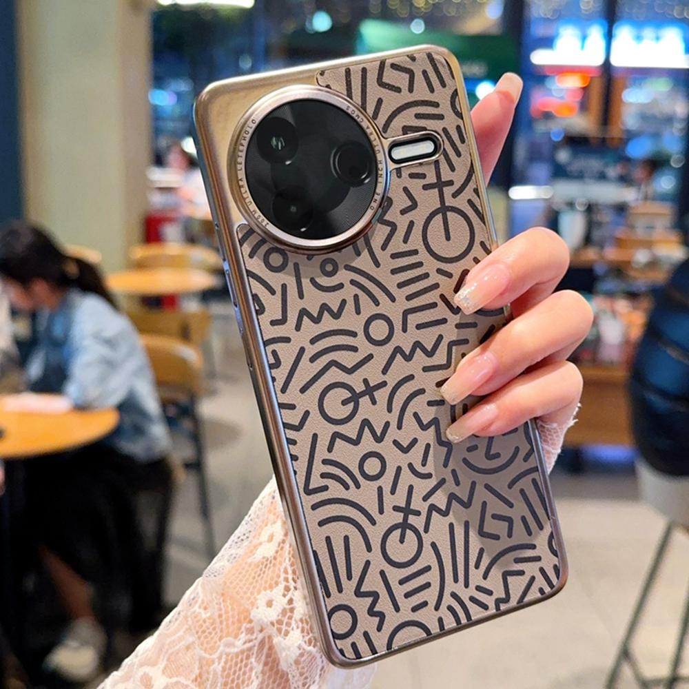 For Xiaomi Redmi K80 5G/Poco F7 Pro 5G Case Creative Doodle Leather Electroplated Phone Back Cover