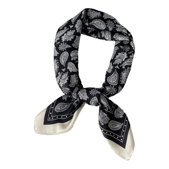 Silky Scarf Paisley Printing Smooth Texture Wrinkle-Resistant Windproof Imitation Silk Scarf Commuting Business Layering Neck