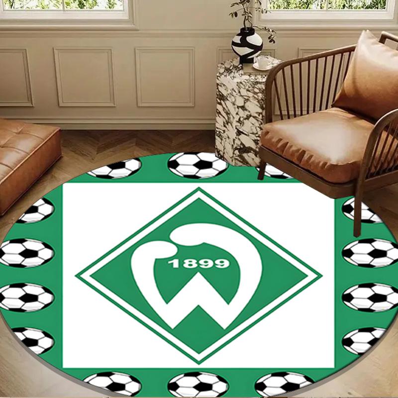 Grünes Werder-Symbol Runde Matte Heimdeko, Stuhlmatte Für Wohnzimmer, Schlafzimmer, Fußmatte Heimdeko Geburtstagsgeschenk Weihnachtsgeschenke